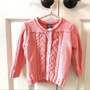 Baby Gap Bubblegum Pink Cable Knit Cardigan